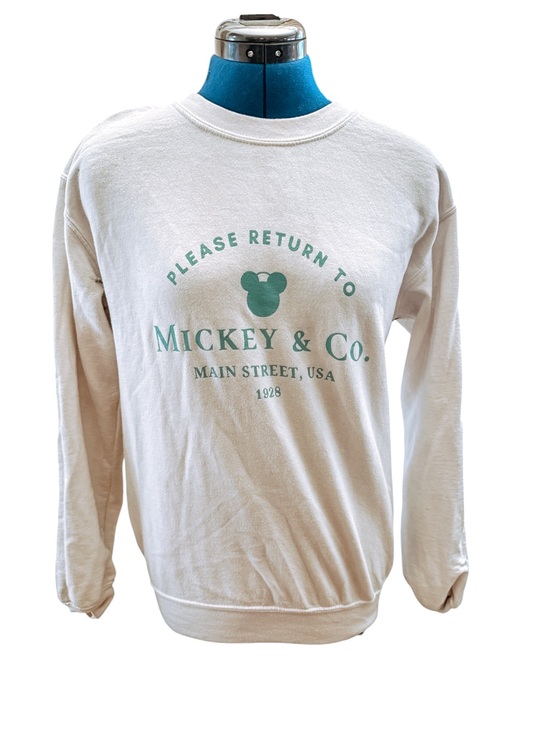 Disney Tops - Disney Mickey & Co Sweatshirt Small Gildan Heavy Blend Cream Green Graphic